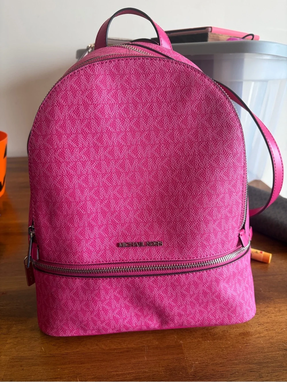 Michael Kors Bright Pink Tote with Neutral Interior